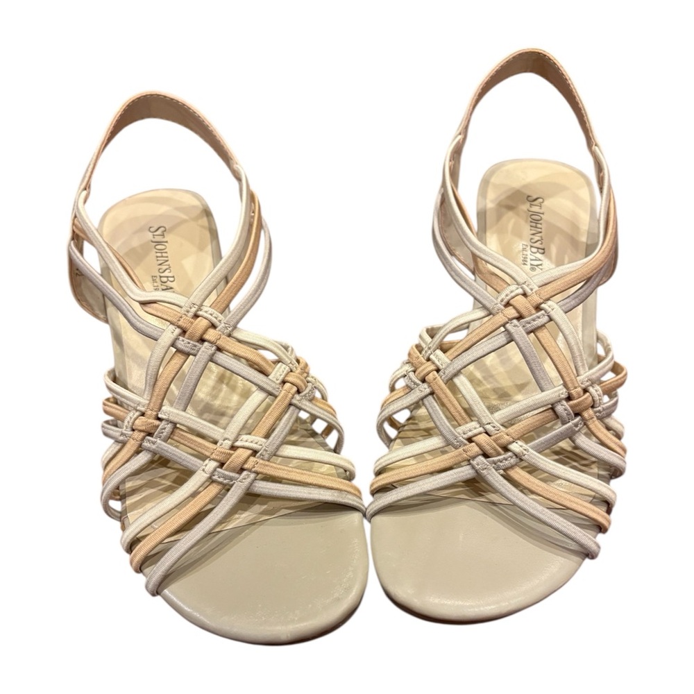 Stylish Women's Strappy Sandals - Cream and Tan.